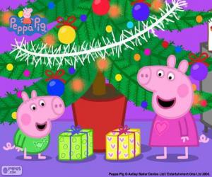 Peppa Pig Di Natale.Puzzle Di Peppa Pig E George A Natale E Rompicapo Da Stampare