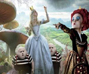 Rompicapo di Alice, insieme con i gemelli e la Regina Rossa