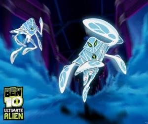 Rompicapo di Anfibio fulminante, alieno simile ad una medusa extraterrestra dal pianeta Amperi. Ben 10: Ultimate Alien