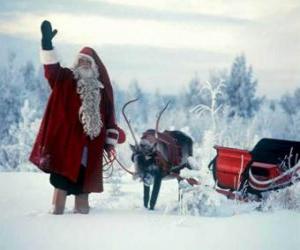 Rompicapo di Babbo Natale agitando con la sua slitta