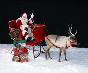 Rompicapo di Babbo Natale che saluta con la mano dalla magica