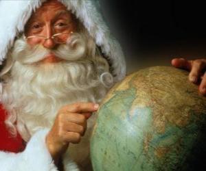 Rompicapo di Babbo Natale con un globo