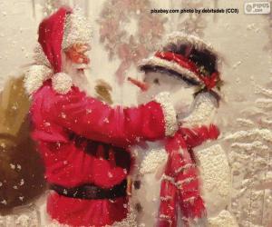 Rompicapo di Babbo Natale e un pupazzo di neve