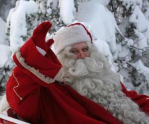 Rompicapo di Babbo Natale salutando con la mano