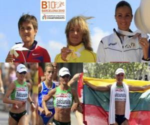 Rompicapo di Balciunaite campione zivile Marathon, e Anna Incerti Yulamanova Nailia (2 ° e 3 °) di atletica leggera Campionati europei di Barcellona 2010