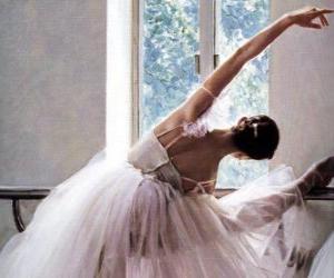 Rompicapo di Ballerina che pratica con la barra