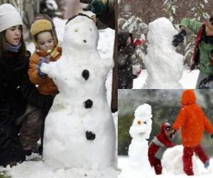 Rompicapo di Bambini che giocano con un pupazzo di neve