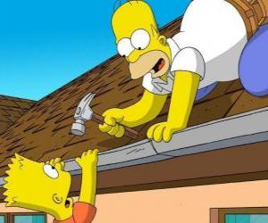 Rompicapo di Bart è appeso dal tetto quando ha aiutato la sua riparazione padre Homer