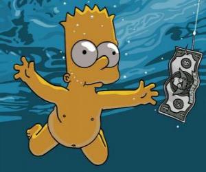 Rompicapo di Bart Simpson subacquea per ottenere un biglietto da un gancio