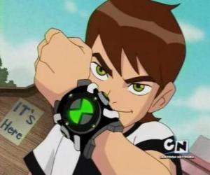 Rompicapo di Ben 10 con il orologio alieno Omnitrix sul suo polso