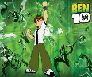 Rompicapo di Ben 10 e alcuni degli alieni dalla Omnitrix sul fondo