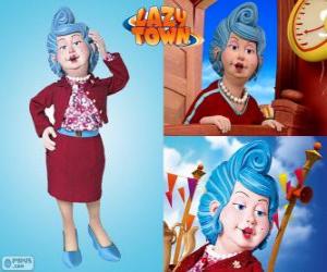 Rompicapo di Bessie Busybody di LazyTown parlando al cellulare, telefonino