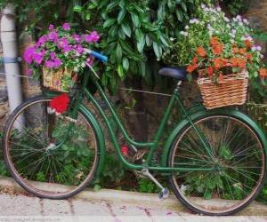 Rompicapo di Bicicletta con ceste piene di fiori