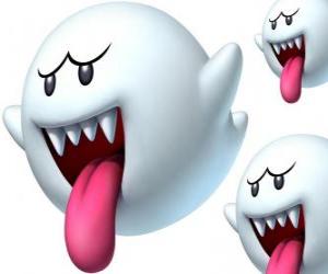 Rompicapo di Boo da gioco Super Mario Bros. Gli Boos sono creature spettrali con denti aguzzi e lunghe lingue