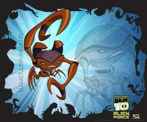 Rompicapo di Brainstorm o Cervellotico, un genio crostaceo alieno a Ben 10 Alien Force