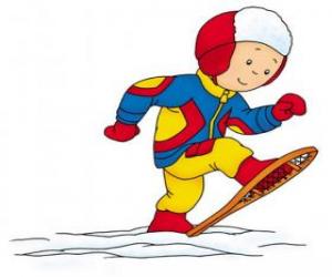 Rompicapo di Caillou camminando nella neve con le racchette da neve