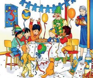 Rompicapo di Caillou con gli amici il suo compleanno