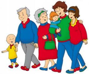 Rompicapo di Caillou piedi con la sua famiglia