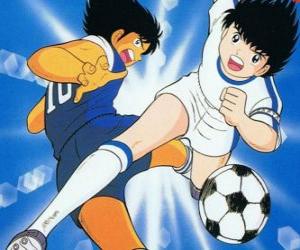 Rompicapo di Captain Tsubasa ad alta velocità, mentre controlla la palla