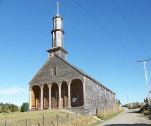 Rompicapo di Chiese di Chiloé, costruita interamente in legno. Chile.