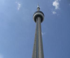 Rompicapo di CN Tower o Tour CN, la torre di comunicazioni e di osservazione con un altezza di oltre 553 metri, Toronto, Ontario, Canada