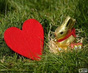 Rompicapo di Cuore e coniglietto di Pasqua