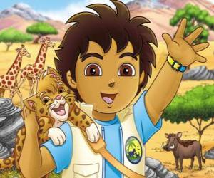 Rompicapo di Diego e Baby Giaguaro che aiutn gli animali in pericolo nella serie Vai Diego