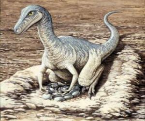 Rompicapo di Dinosaurio che guarda le relative uova