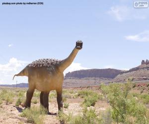 Rompicapo di Dinosauro  in un paesaggio desertico
