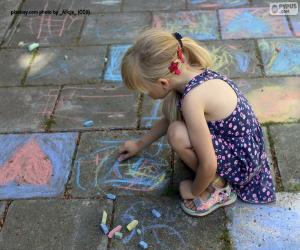 Rompicapo di Disegno della ragazza con il gesso