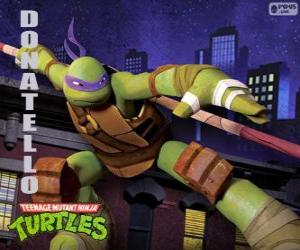 Rompicapo di Donatello, l'arma di questa tartaruga ninja è il lungo bastone giapponese Bo