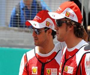 Rompicapo di Felipe Massa, Fernando Alonso - Ferrari - Sepang 2010