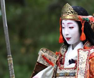 Rompicapo di Femmina samurai, la donna guerriero con katana