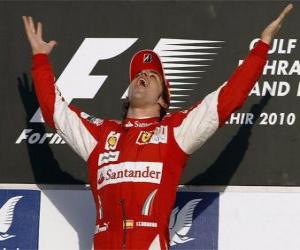 Rompicapo di Fernando Alonso celebra la sua vittoria al Gran Premio del Bahrain (2010)
