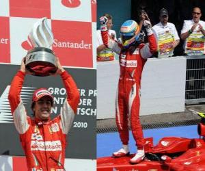 Rompicapo di Fernando Alonso festeggia la sua vittoria ad Hockenheim, Gran Premio di Germania (2010)