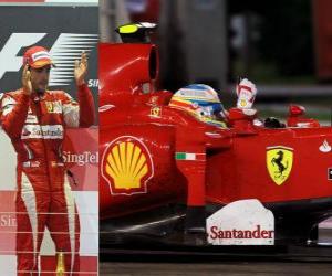 Rompicapo di Fernando Alonso festeggia la sua vittoria nel Gran Premio di Singapore (2010)