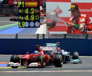 Rompicapo di Fernando Alonso festeggia la sua vittoria nel Gran Premio d'Europa (2012)