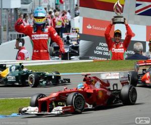 Rompicapo di Fernando Alonso festeggia la vittoria del Grand Prix di Germania 2012