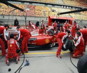 Rompicapo di Ferrari pit stop pratica, Shanghai 2010