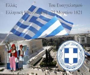 Rompicapo di Festa dell'Indipendenza della Grecia, 25 marzo 1821. Guerra di Indipendenza o Rivoluzione greca