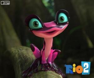 Rompicapo di Gabi, una piccola rana di veleno, un personaggio dal nuovo film Rio 2
