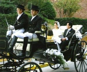 Rompicapo di Gli sposi lasciando la cerimonia in una carrozza trainata da cavalli
