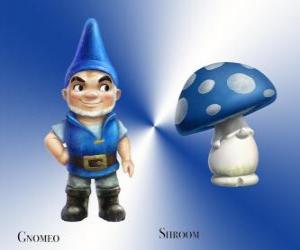 Rompicapo di Gnomeo è una bella e orgogliosa Blue Garden Gnome, insieme con la sua leale e fedele compagno di gesso Mushroom Shroom