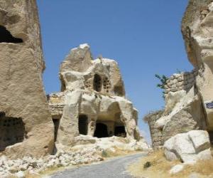 Rompicapo di Göreme National Park e siti grotta in Cappadocia, Turchia.