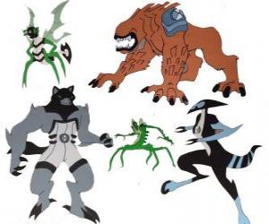 Rompicapo di Gruppo di cinque degli alieni dil Omnitrix di Ben 10 