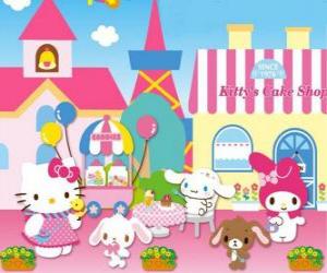 Rompicapo di Hello Kitty ei suoi amici godendo una giornata in pasticceria