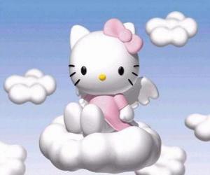 Rompicapo di Hello Kitty volare sopra una nuvola