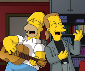 Rompicapo di Homer Simpson cantare con un amico