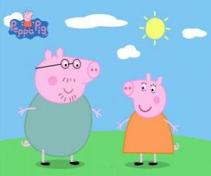 Rompicapo di I genitori di Peppa Pig a piedi sotto il sole