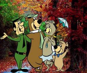 Rompicapo di I protagonisti delle avventure: Orso Yoghi, Bubu, Cindy e il ranger del parco Smith